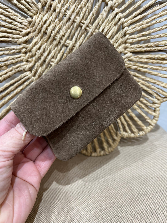 Leather Purse - Suede Taupe