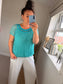 Circle Bubble Hem Top - Aqua