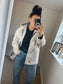 Hooded Embroidered Jacket - Beige