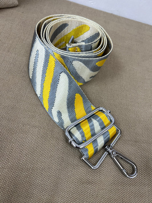 Wide Bag Strap - Zebra Grey/Mustard