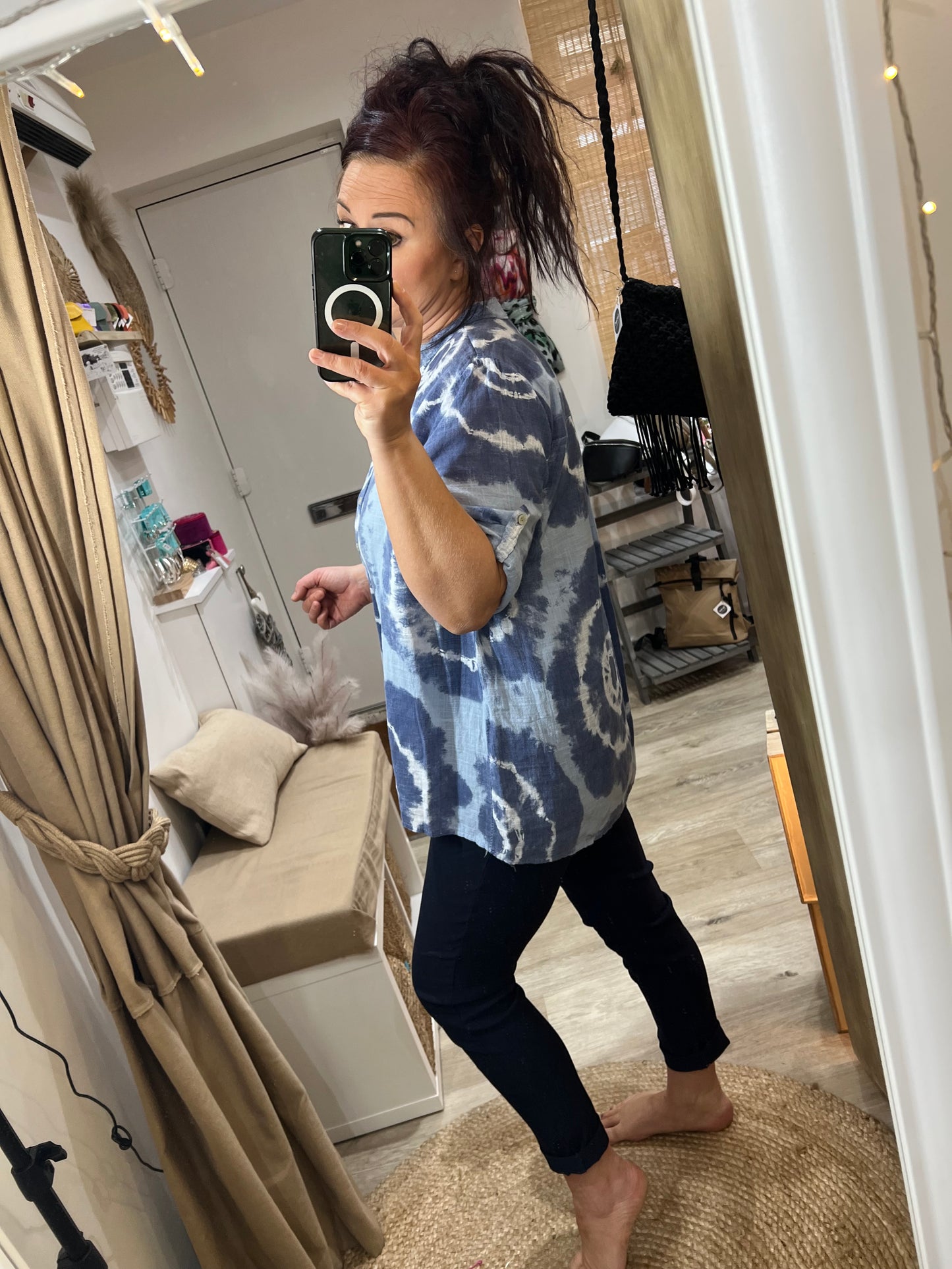 SANDY Cotton Shirt - Tie Dye Light Blue