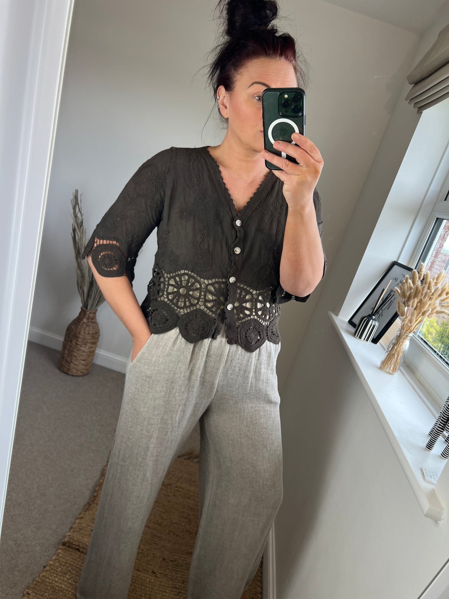 Crochet Lace Cardi - Chocolate