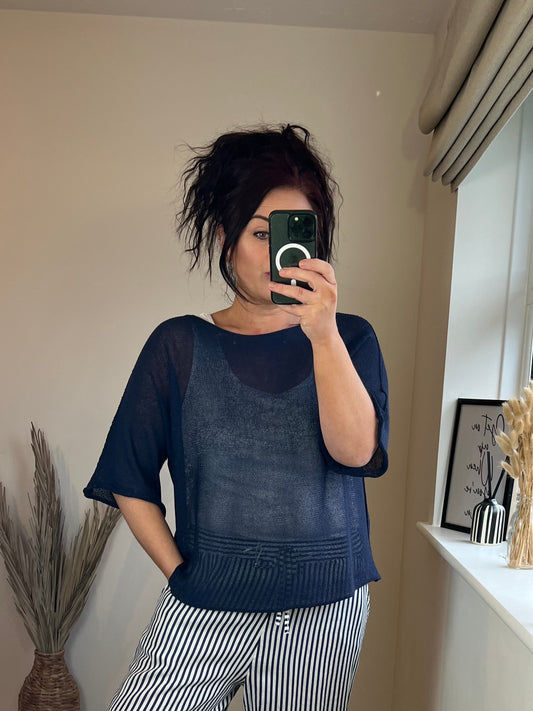 Fine Knit Top - Navy