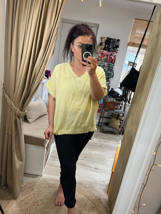 Raw Edge Top - Lemon
