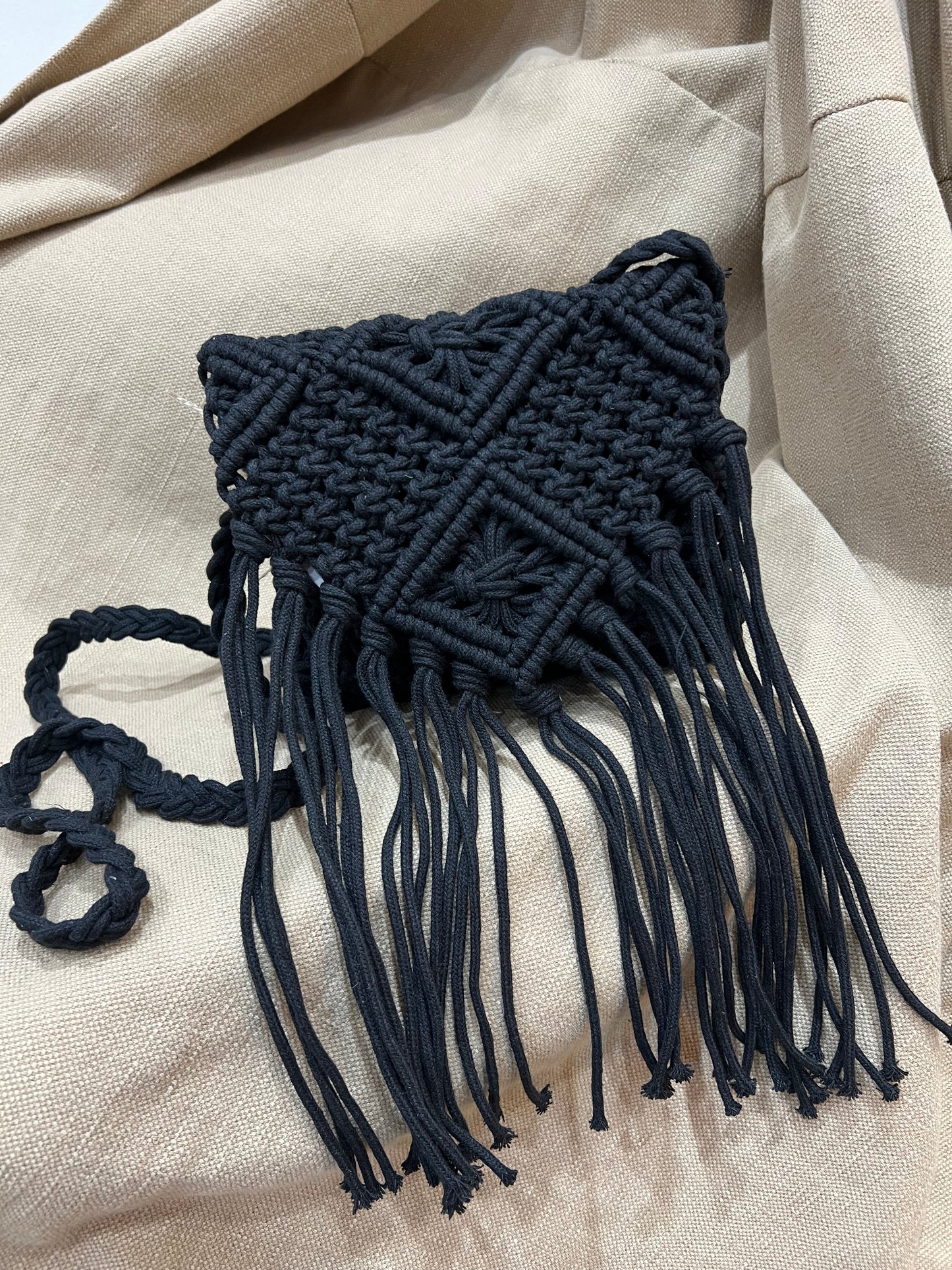 Crochet Crossbody Bag - Black