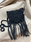 Crochet Crossbody Bag - Black