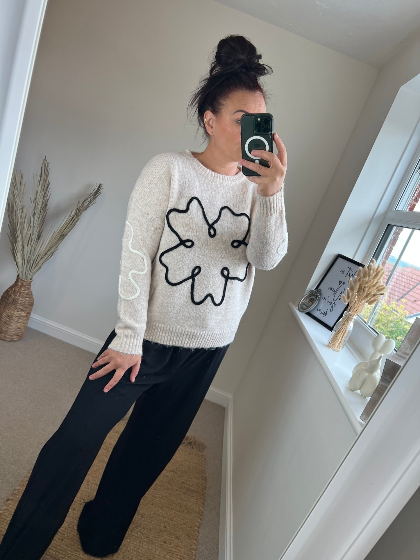 Flower Chunky Jumper - Cream