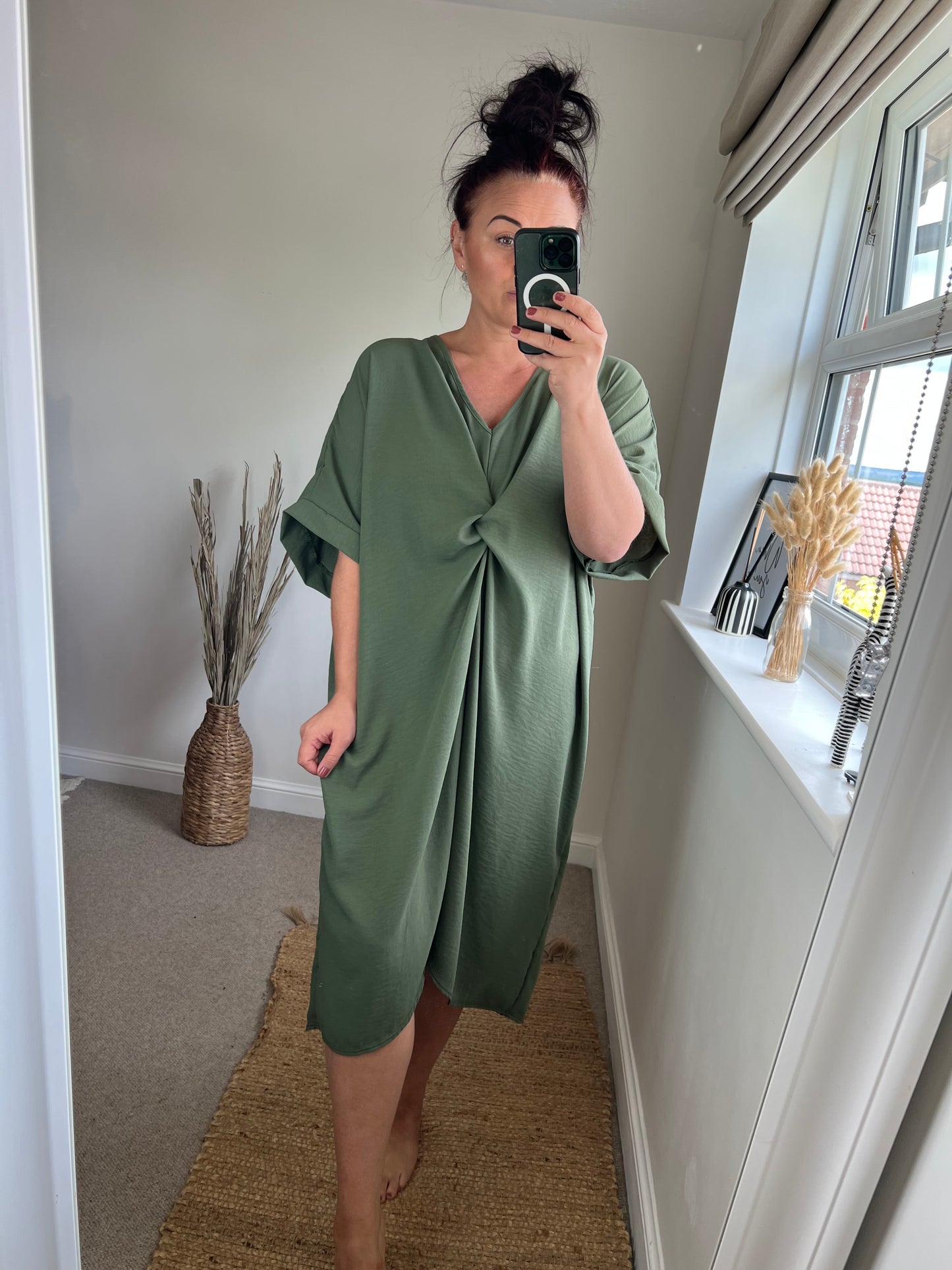 Twist Front Dress - Khaki