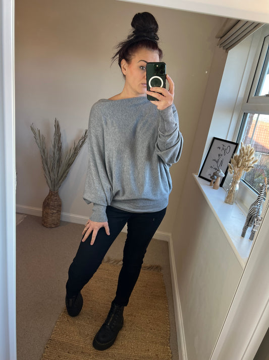Button Back Jumper - Grey