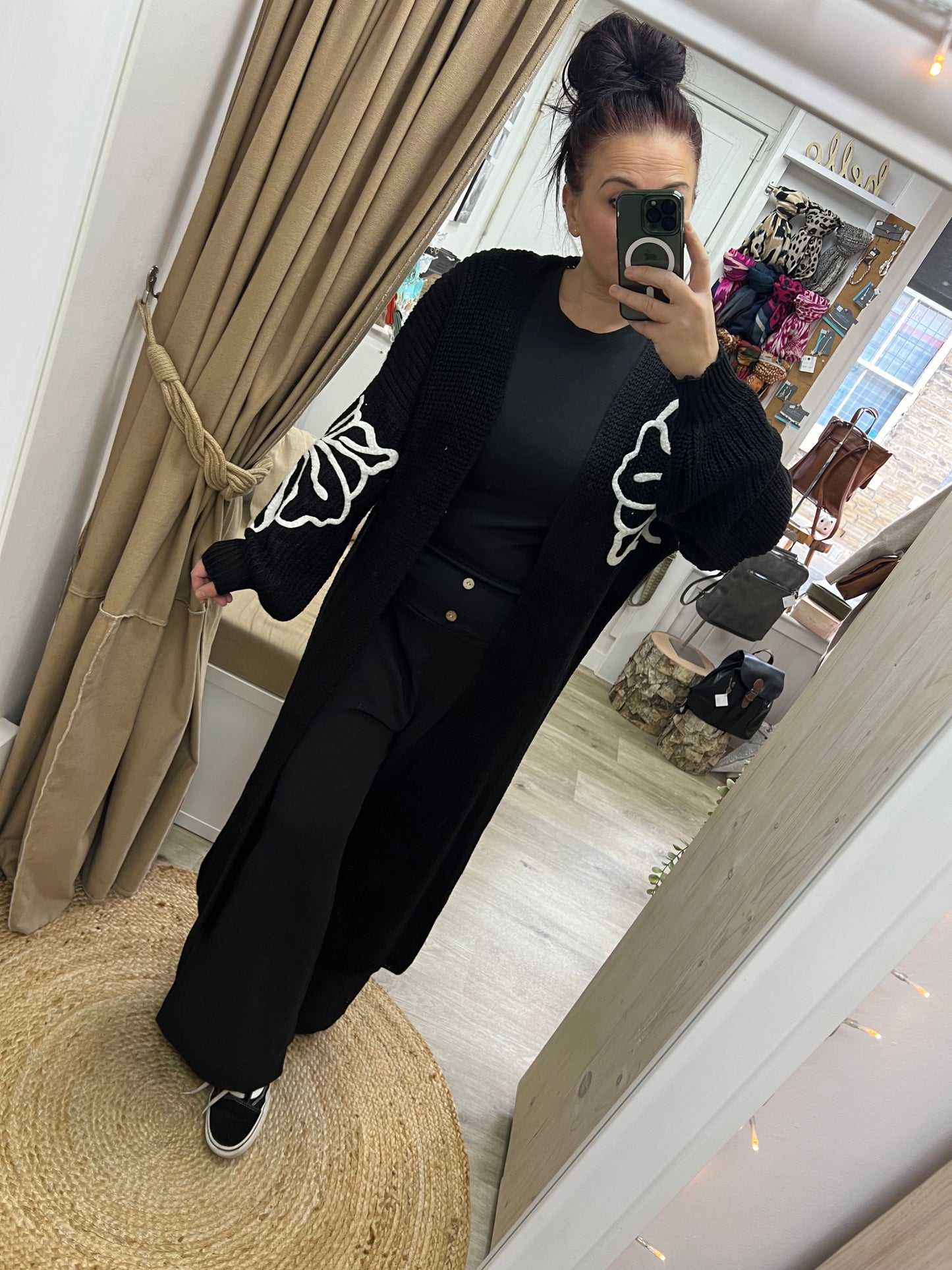 Long Balloon Sleeve Cardi - Black