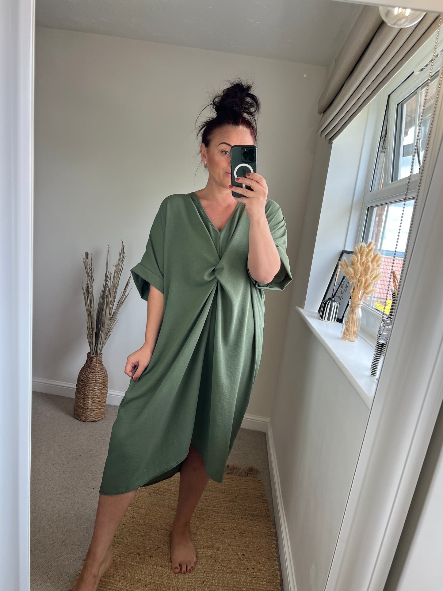 Twist Front Dress - Khaki