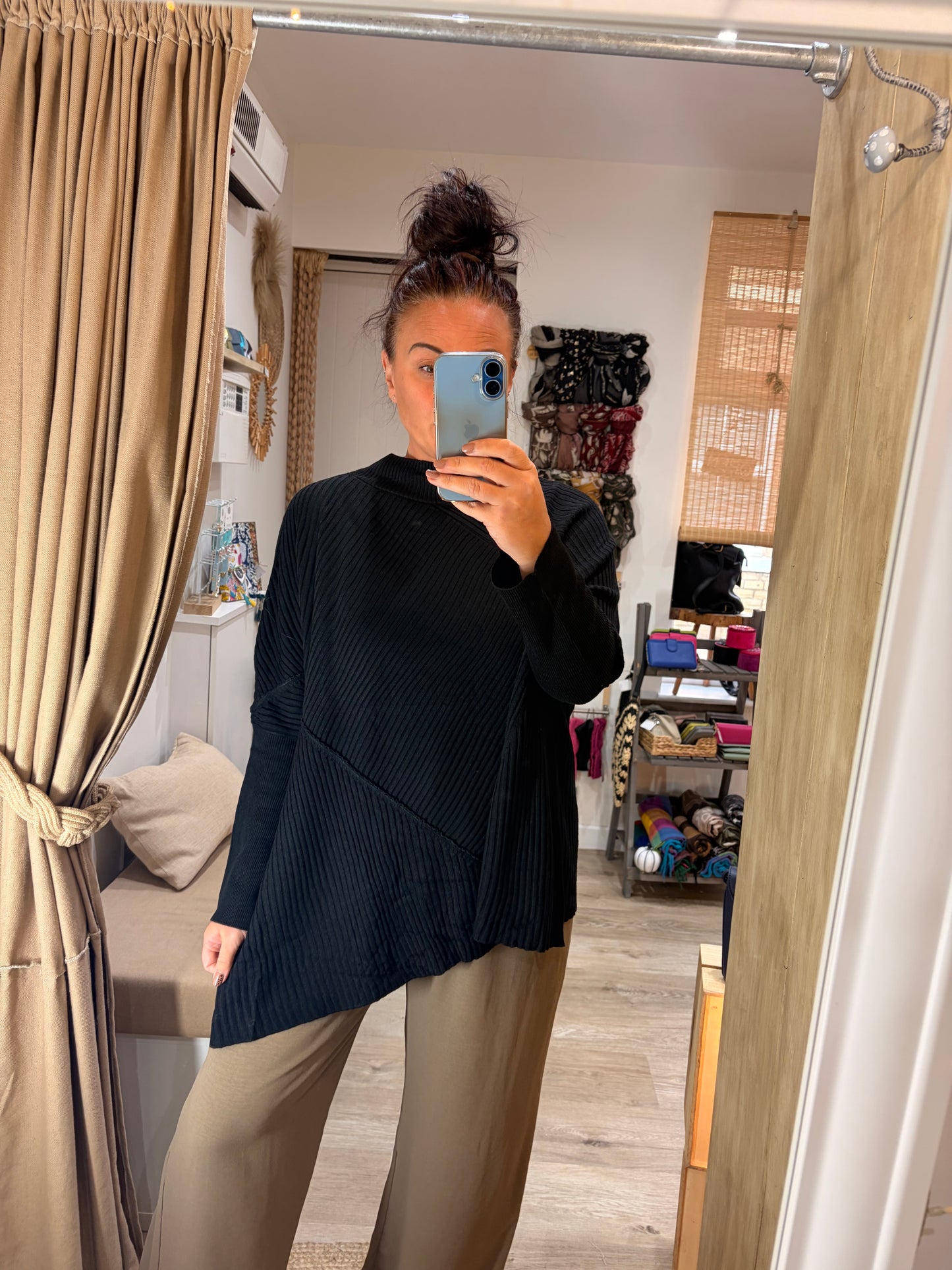 Ribbed Asymmetrical Jumper - Black