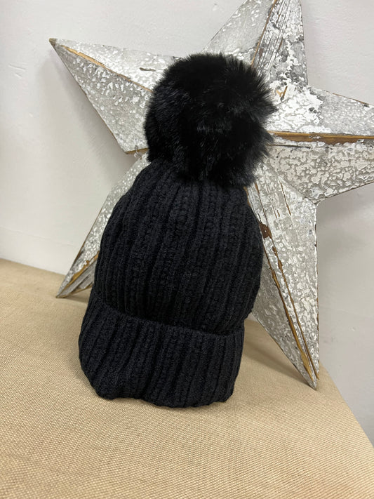 Fleece Lined Hat - Black