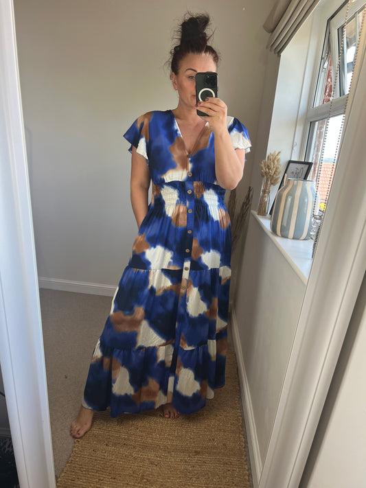LOTTIE Maxi Button Dress with Pockets - Navy
