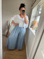 Linen Mix Floaty Trousers - Light Blue