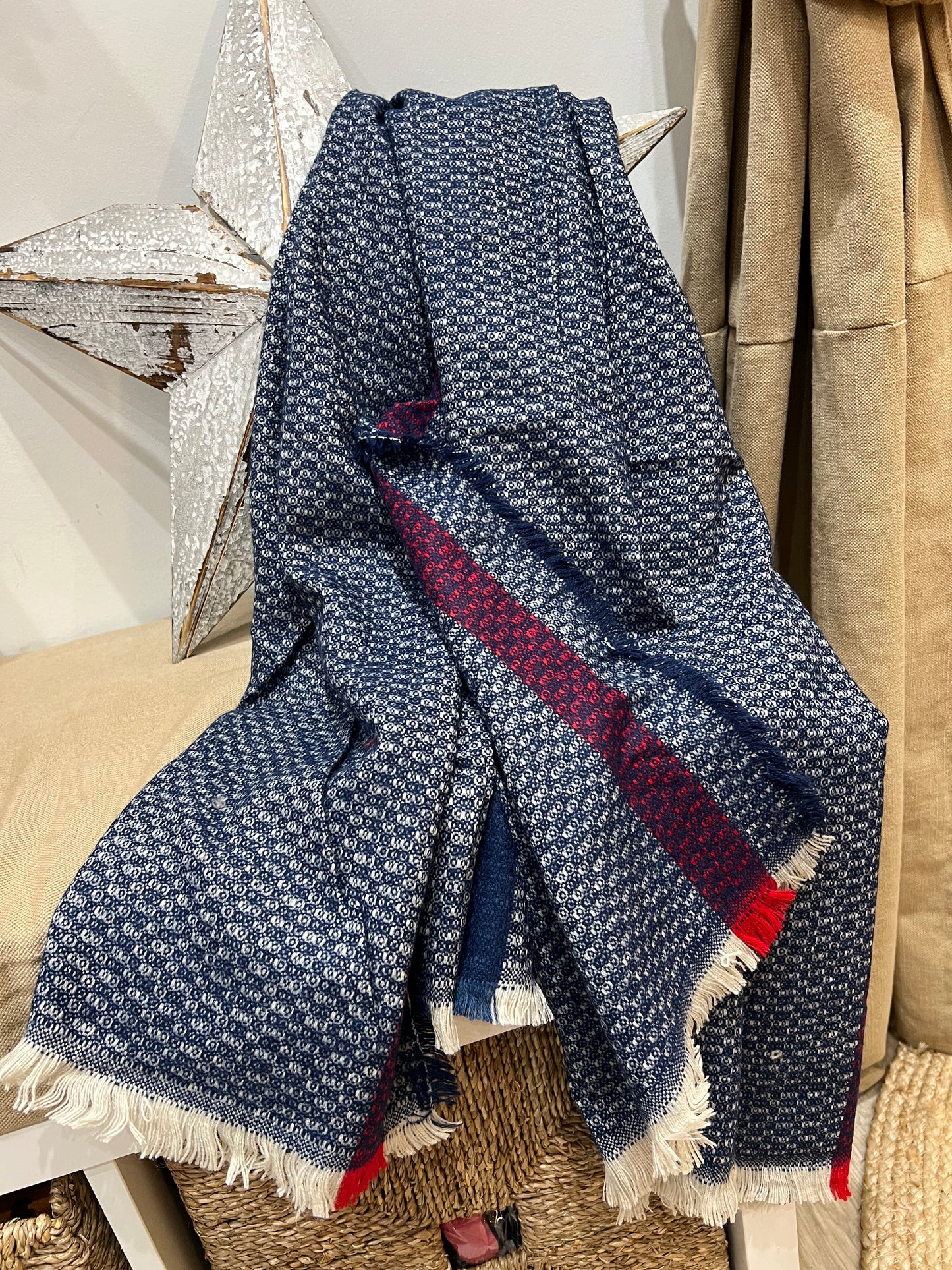 Medium Scarf - Stripe Navy/Red