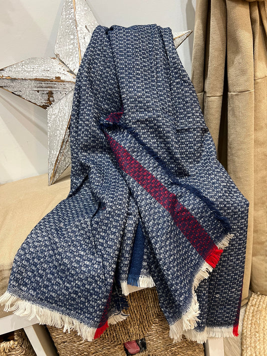 Medium Scarf - Stripe Navy/Red