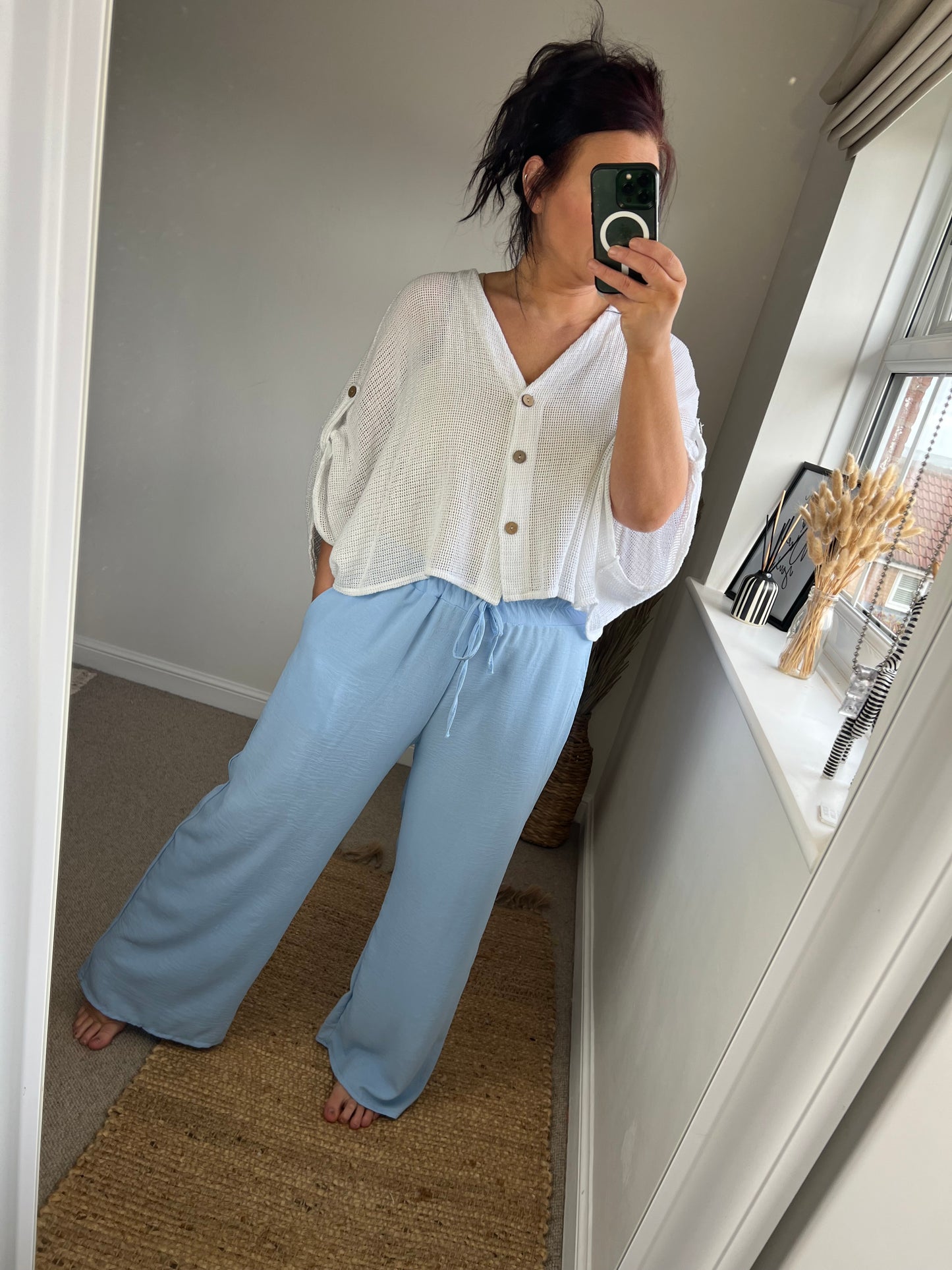Wide Leg Trousers - Light Blue