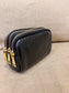 Leather Triple Compartment Purse - Black