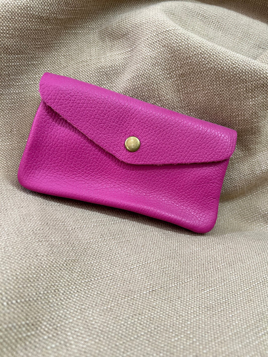 Long Leather Purse - Cerise