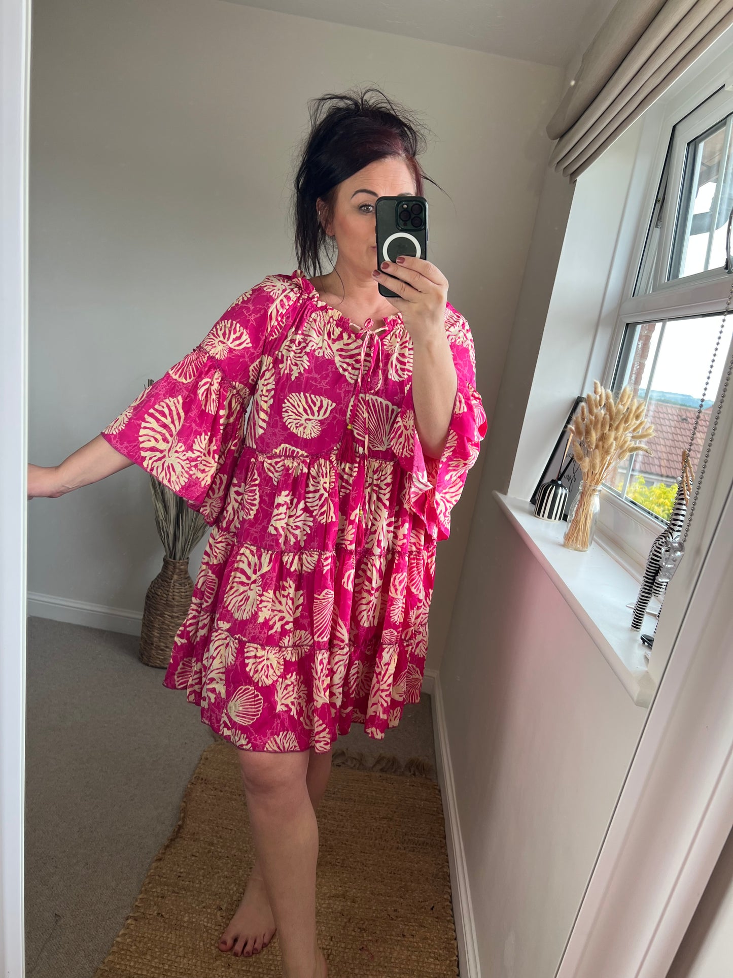 Shell Flare Dress - Cerise