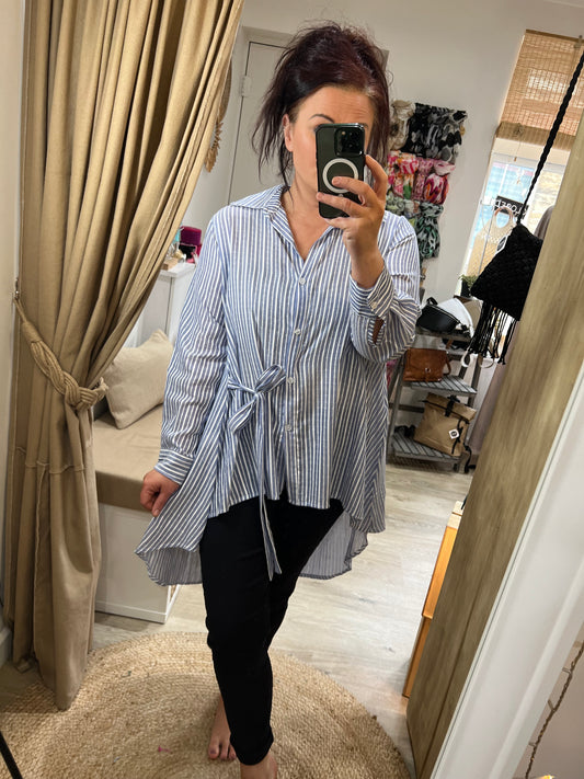 Tie Long Shirt - Dark Blue