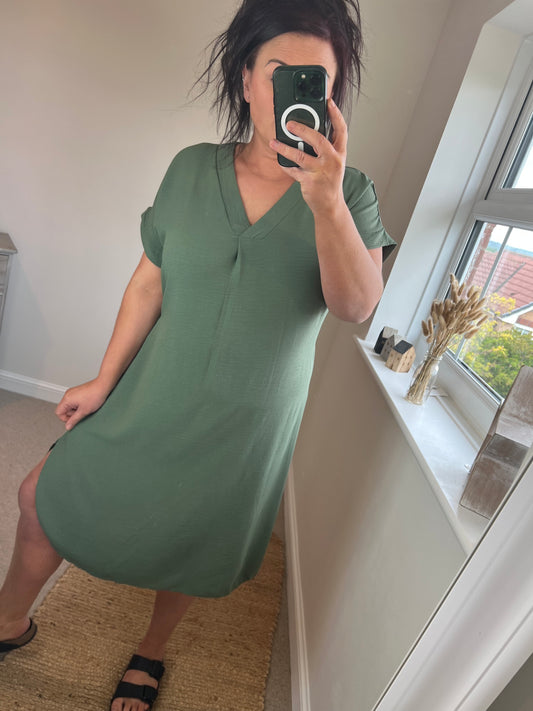 Tie Shirt Dress - Khaki