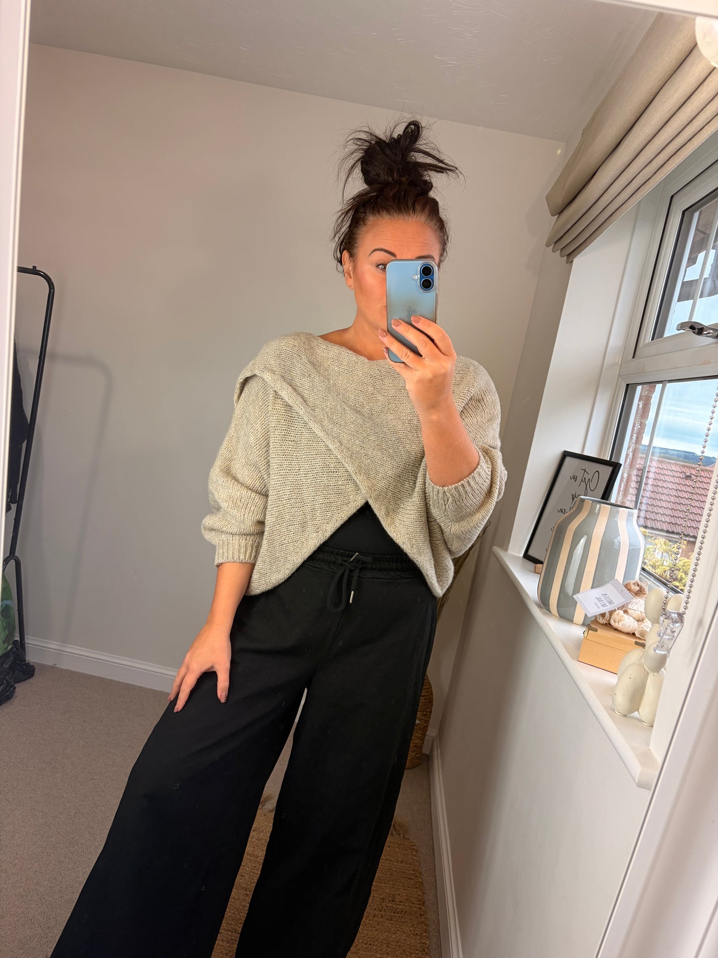 Chunky Knit Wrap Jumper - Beige