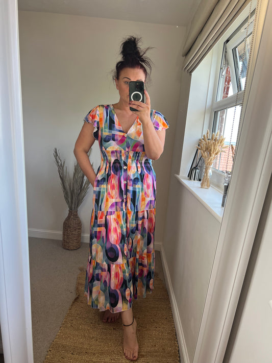 LOTTIE Maxi Button Dress with Pockets - Retro