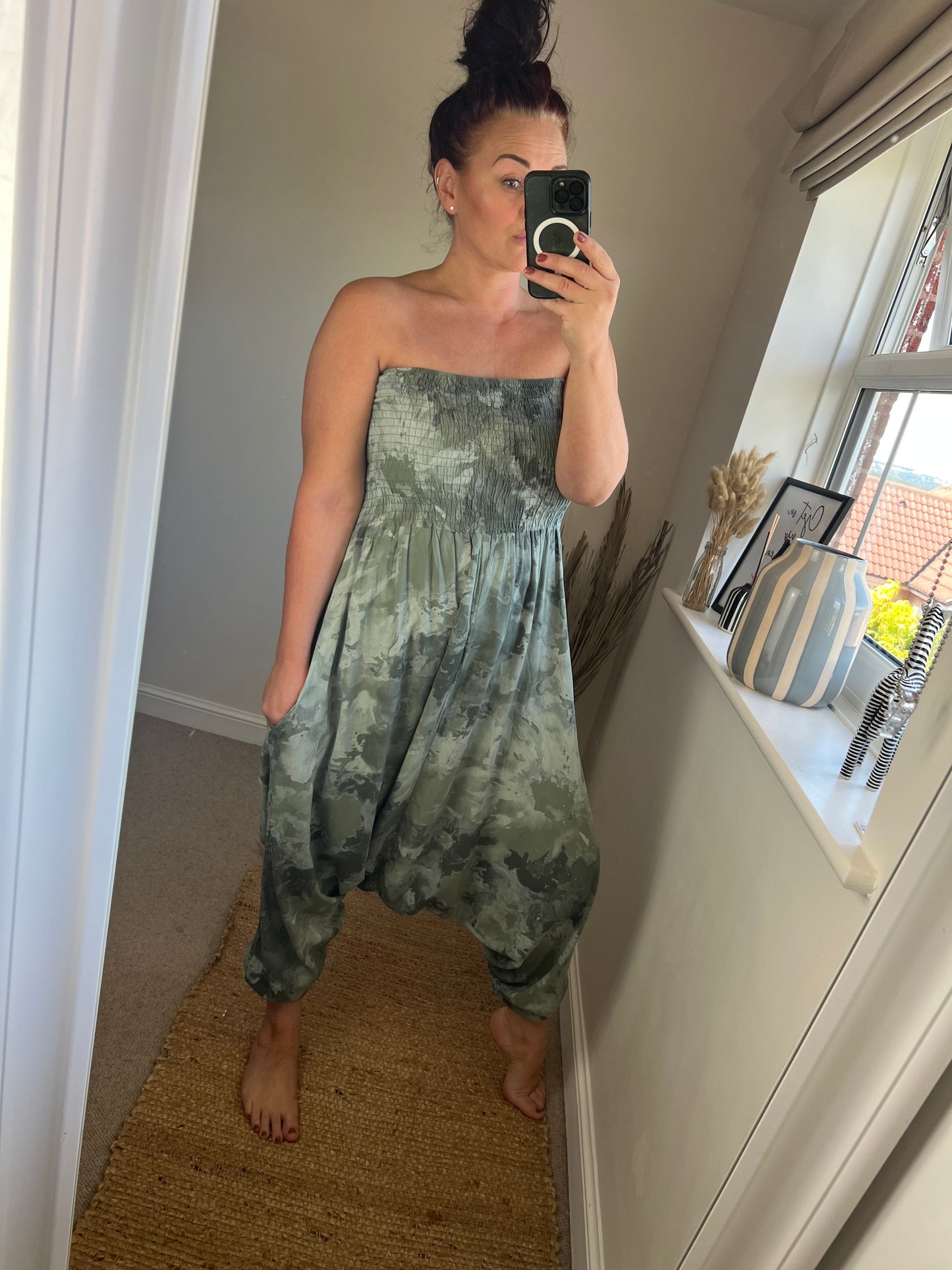 Hareem Strapless Jumpsuit - Khaki