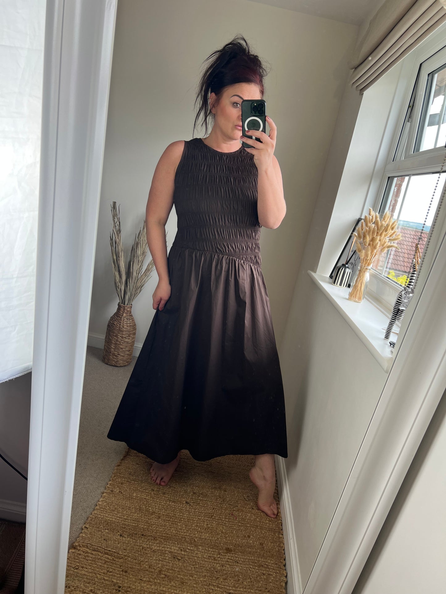 Asymmetrical Waist Dress - Chocolate
