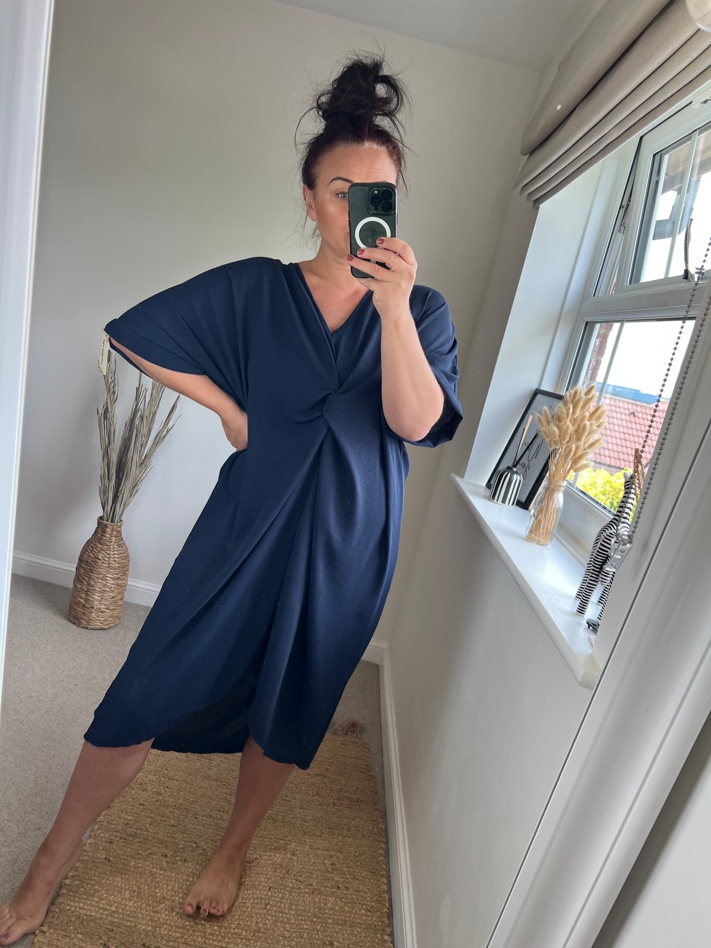 Twist Front Dress - Navy