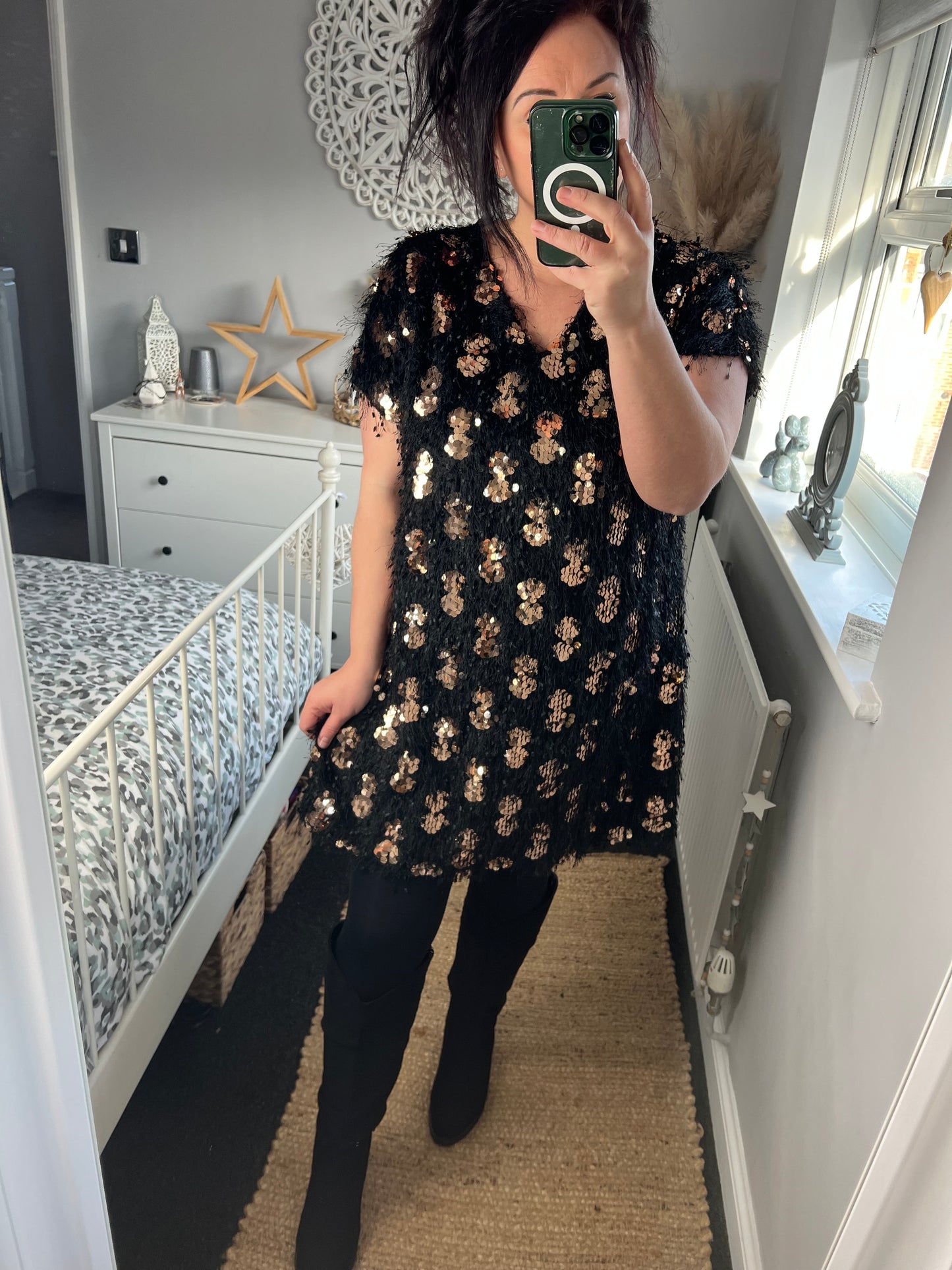 Black & Rose Gold Sequin Dress