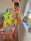 Fine Knit V Neck Dress - Lemons