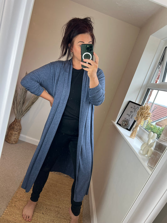 Long Open Cardigan - Blue