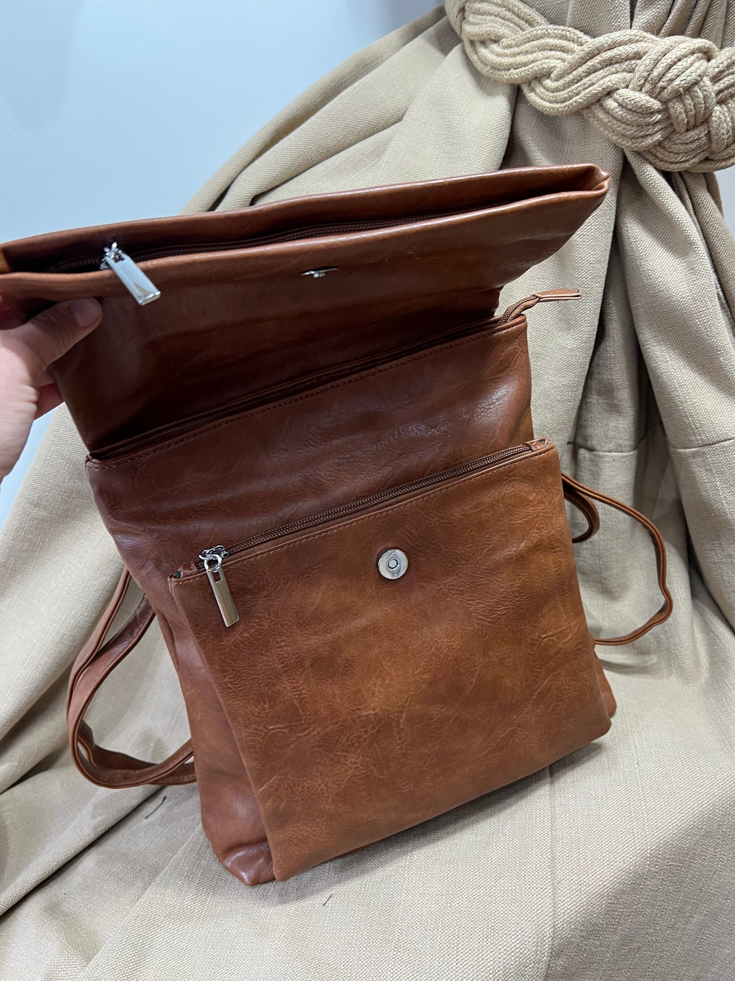 Fold over Rucksack - Tan