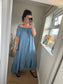 Denim Stripe Bardot Dress