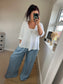 Chambray Denim Wide Leg Trousers