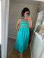 Shirred Bust Midi Dress - Aqua