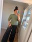 Cable Knit Short Sleeve Jumper - Khaki