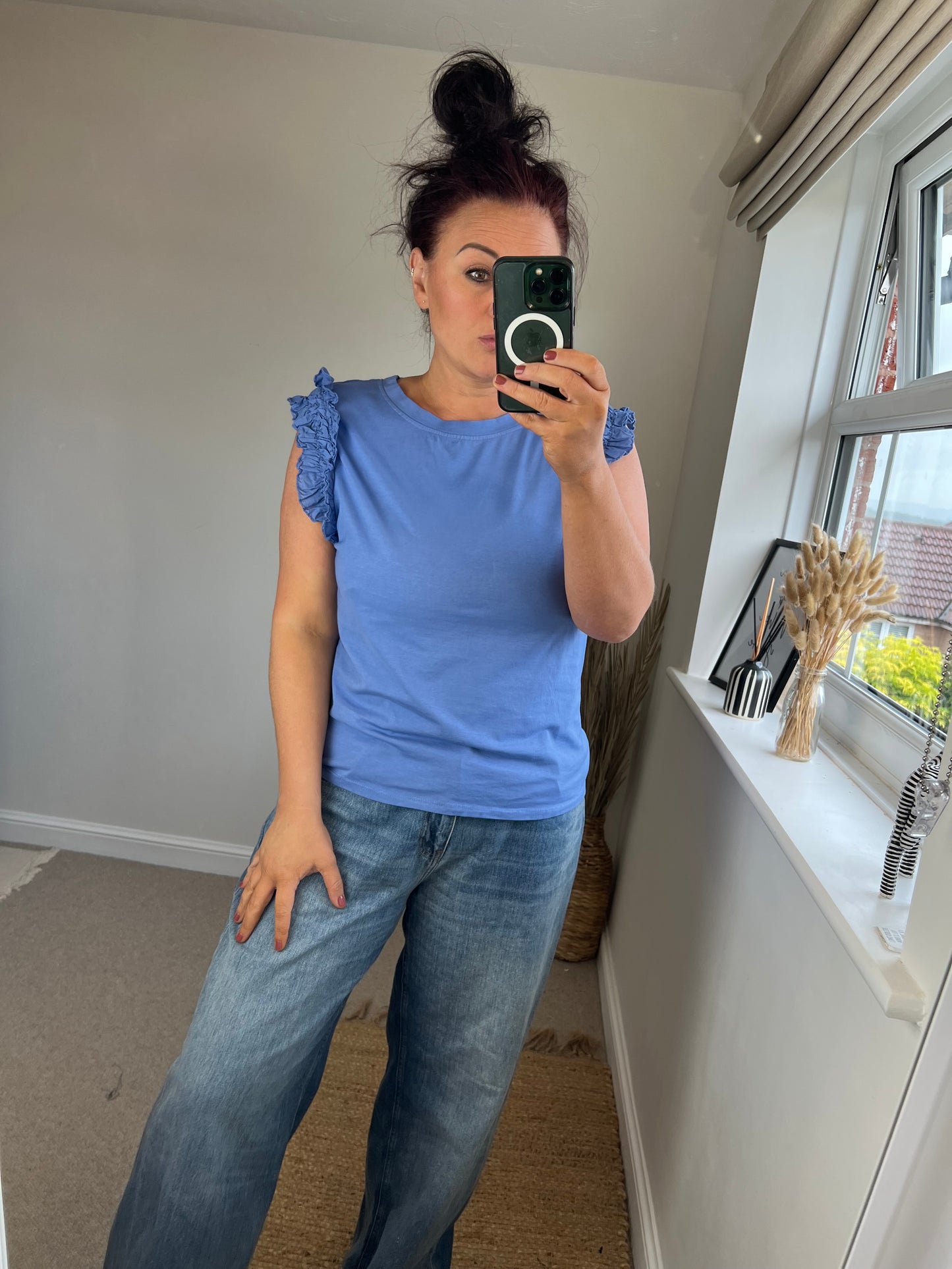 Ruffle Sleeve Tshirt - Blue