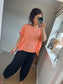 Embroidery Anglaise Frill Sleeve T-Shirt - Coral