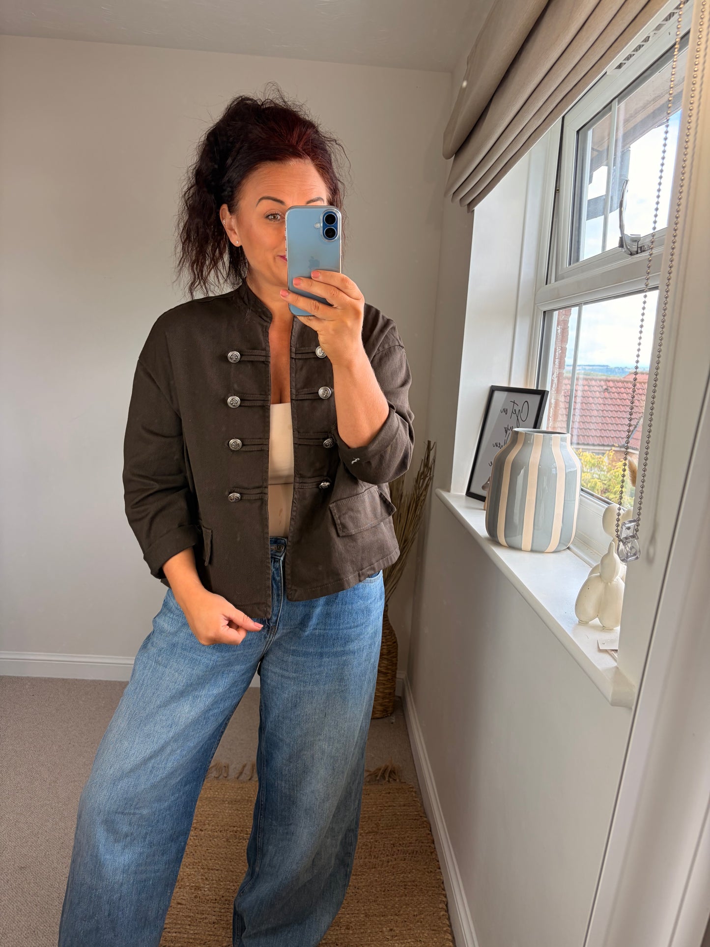 Military Denim Jacket - Chocolate