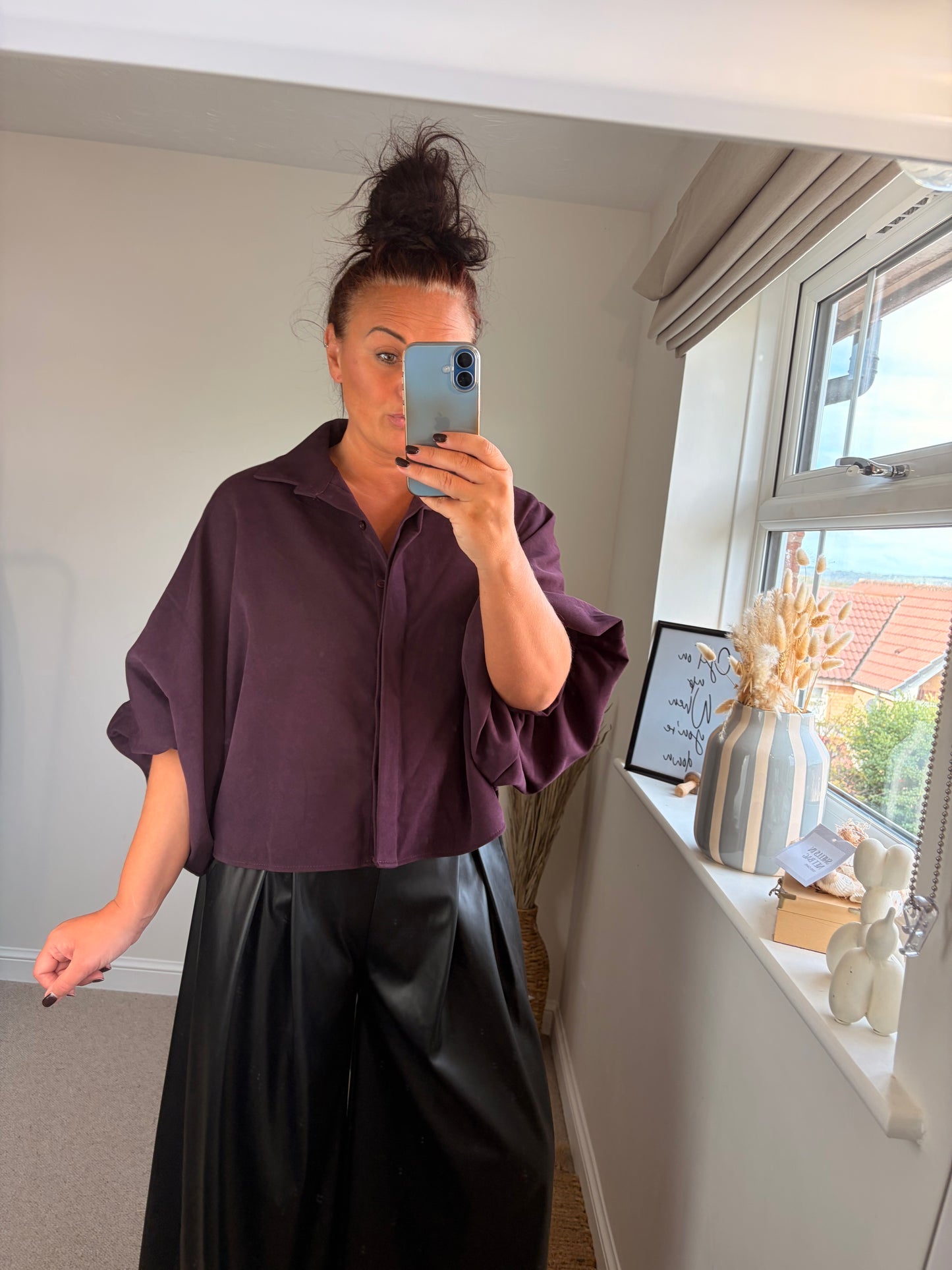 Puff Sleeve Shirt - Plum
