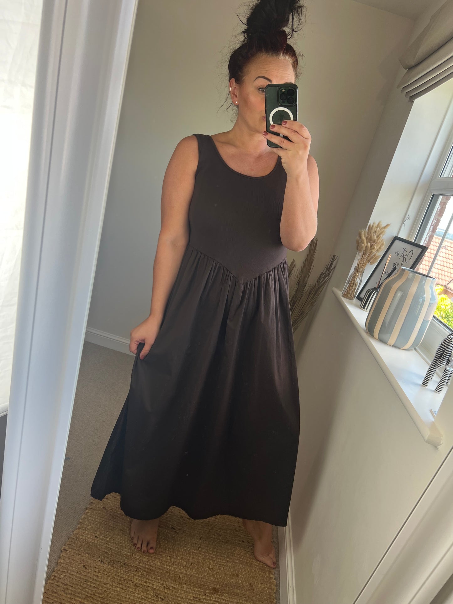 Ribbed Midi Dress - Chocolate