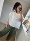 Embroidery Anglaise Frill Sleeve T-Shirt - White
