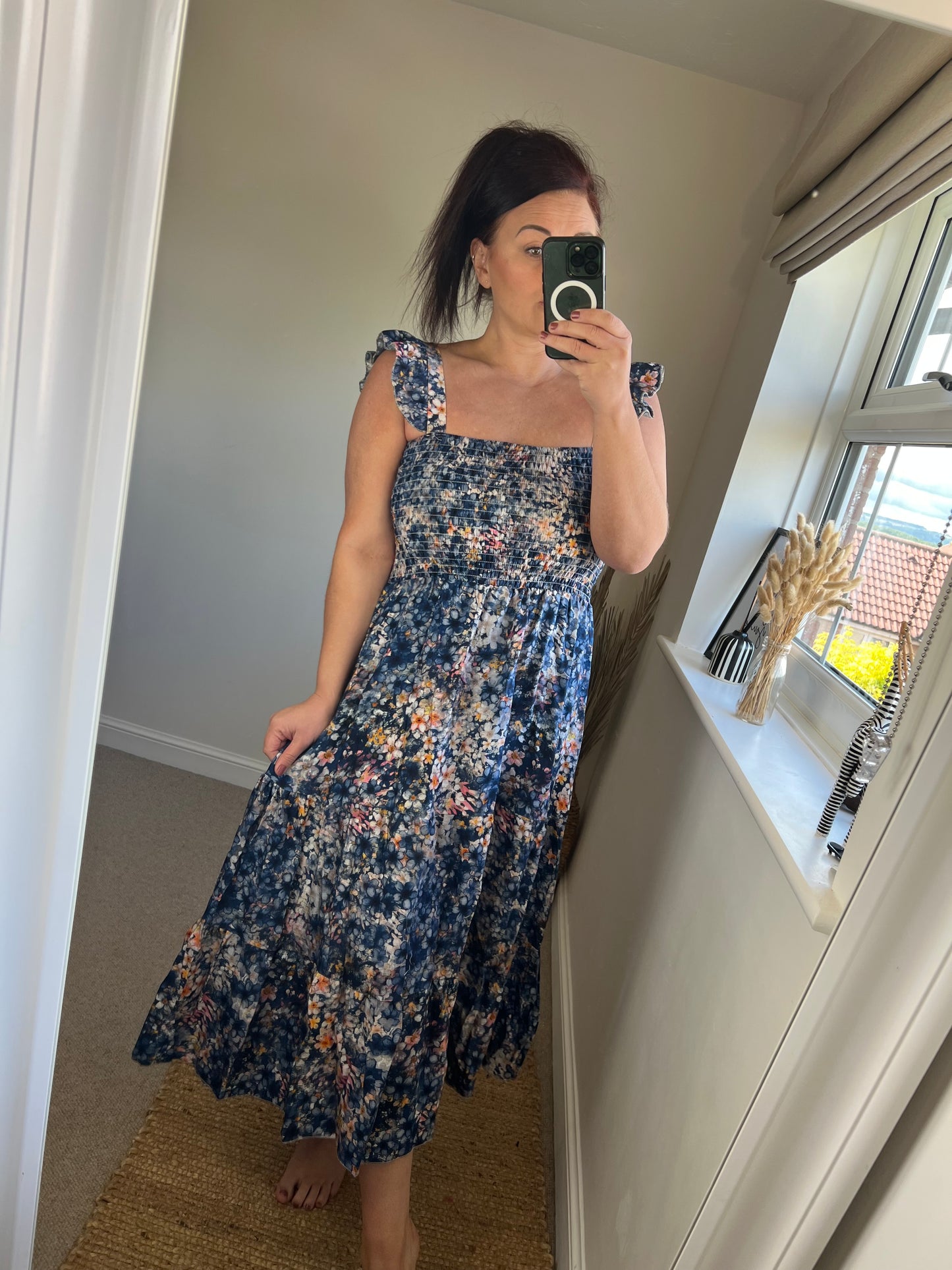 Ditsy Floral Midi Dress - Navy