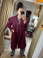 Boiled Wool Waterfall Open Coat - Wine