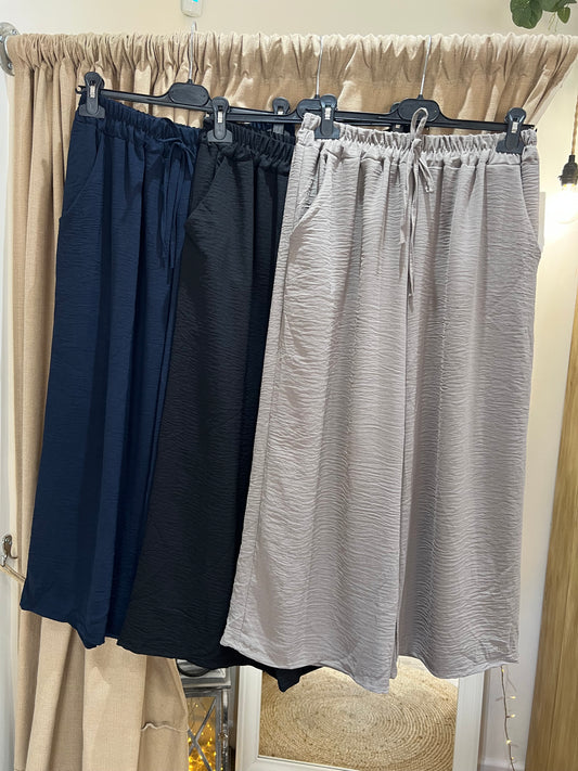 Cropped Wide Leg Trousers - Taupe