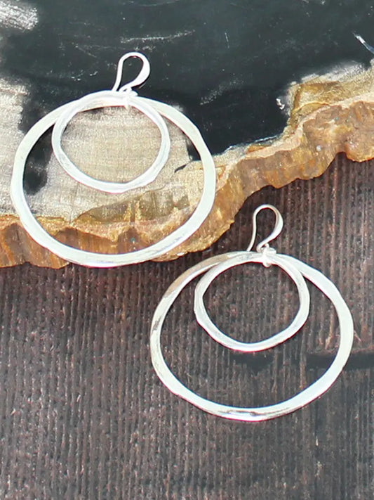 Suzie Blue Silver Plated Circle Earrings